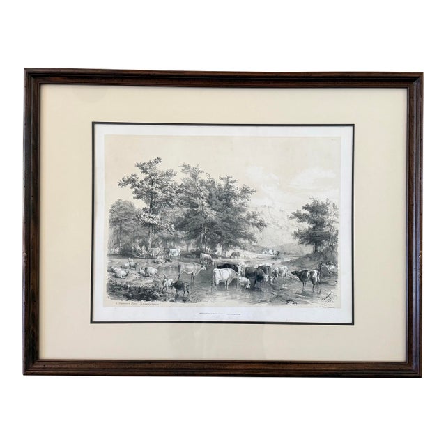 Framed Thomas Sidney Cooper Tinted Lithograph Titled "A Summers Noon" For Sale