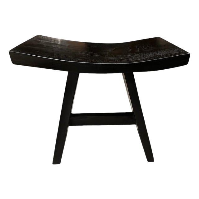 Andrianna Shamaris Minimalist Espresso Teak Wood Bench For Sale