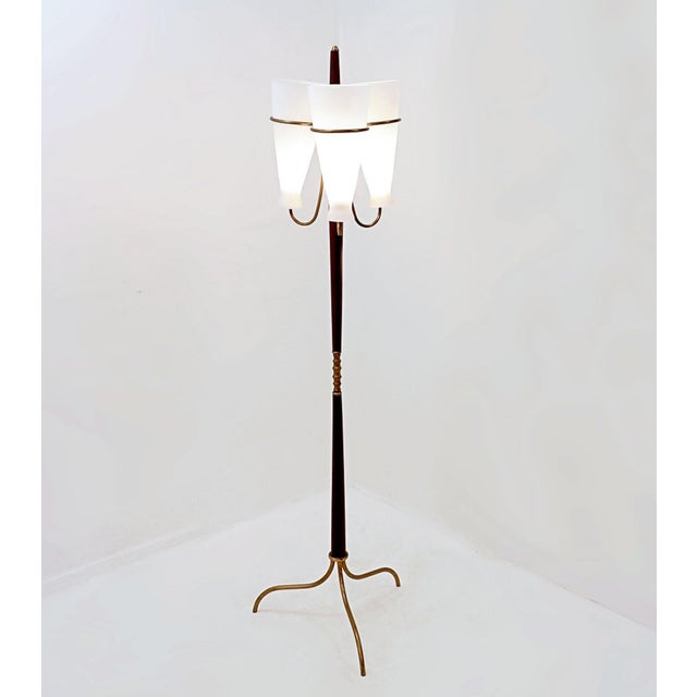 Vintage Tripod Floor Lamp with Opaline Glass from Stilnovo, 1950s For Sale - Image 16 of 16