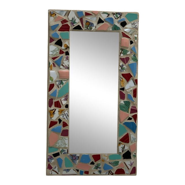 Handcrafted Mosaic Accent Wall Decor Mirror With Vintage Ceramic Tiles