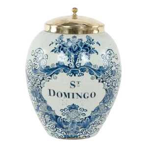 Delft Blue and White "St Domingo" Tobacco Jar