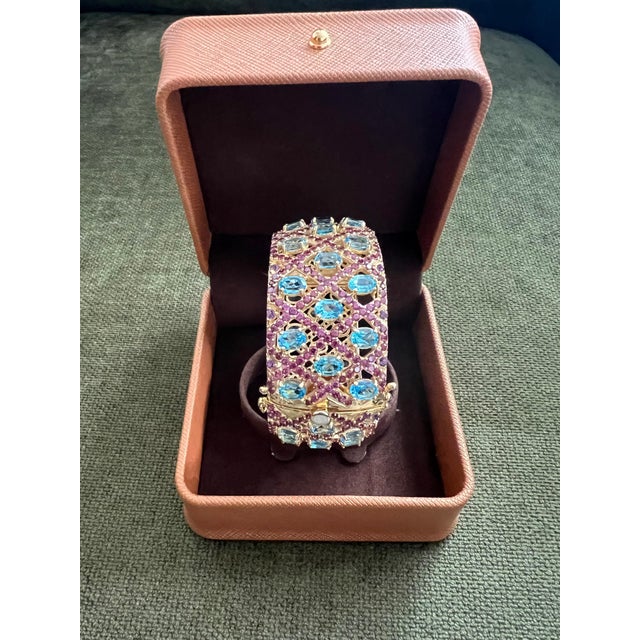 Gemstone Bochic "Capri" Amethyst & Blue Topaz Gem & Cuff Set In 18K Gold & Silver For Sale - Image 7 of 18