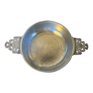 Antique 18th Century Georgian Double Handled Pewter Porringer Bowl