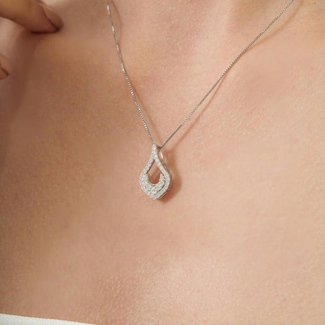 Silver Fine Moissanite Open Drop Pendant in 925 Sterling Silver - Caratandher For Sale - Image 8 of 15