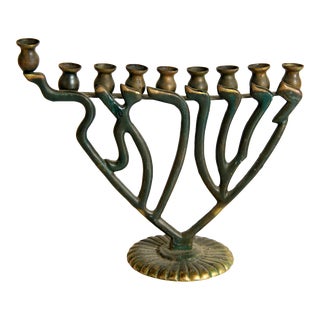 Vintage 1960's Mid Century Modernist Judaica Menorah For Sale