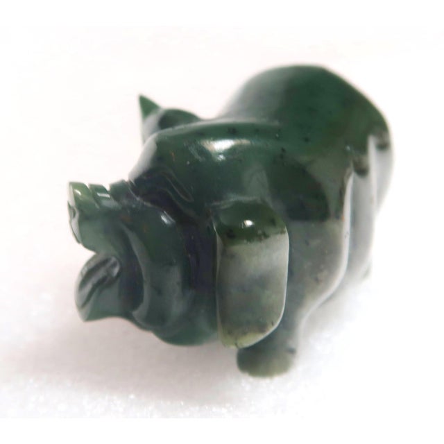 Late 20th Century Miniature Hand-Carved Piglet of Nephrite Jade For Sale - Image 4 of 18