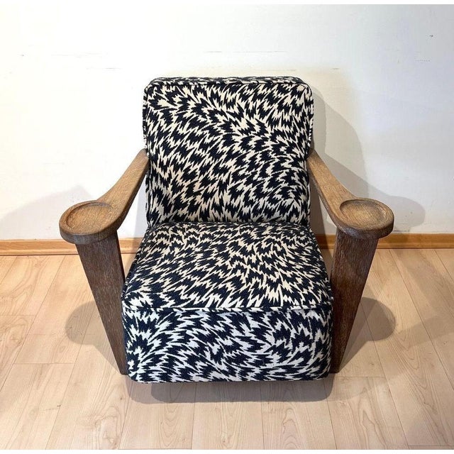 Art Deco Limed Oak Club Chair from De Coene, Belgium, 1930s For Sale - Image 3 of 18
