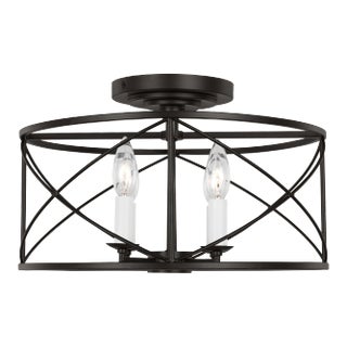 Chapman & Myers by Visual Comfort Studio Beatrix 4-Light Medium Semi-Flush Mount in Aged Iron For Sale