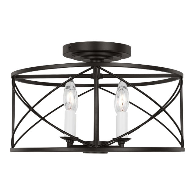 Chapman & Myers by Visual Comfort Studio Beatrix 4-Light Medium Semi-Flush Mount in Aged Iron For Sale