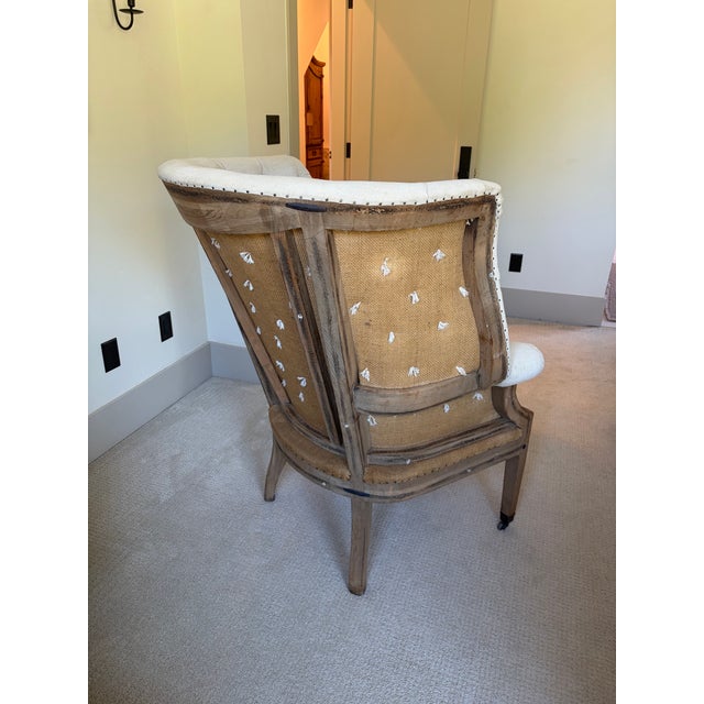 Wood Set of 2 Restoration Hardware Tufted Deconstructed Wingback Chairs For Sale - Image 7 of 10