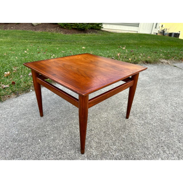 Vintage Heritage Mid-Century Danish Modern Solid Walnut Side Table | Sculpted Minimalist Accent Table | MCM End Table For Sale - Image 11 of 12