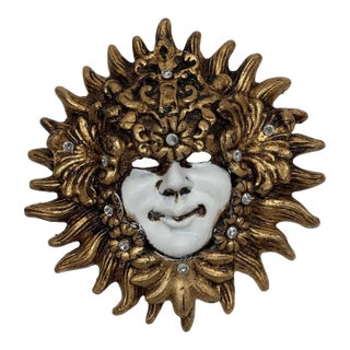 Sun Venetian Plaster Decorative Mask For Sale