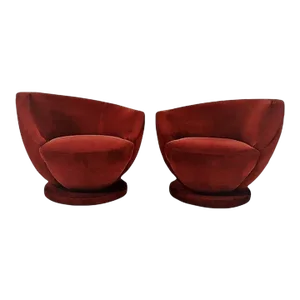 Vladimir Kagan Rare Swivel Lounge Chairs for Directional - A Pair