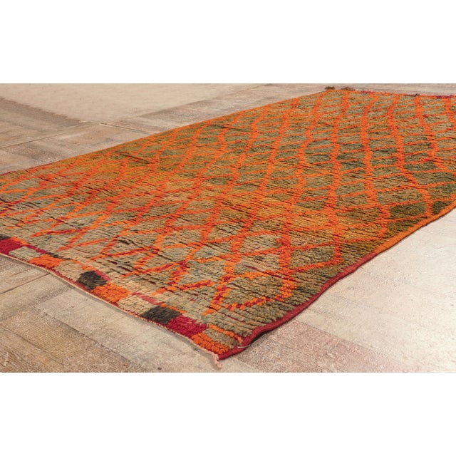 Orange Vintage Boujad Moroccan Rug, 04'07 X 07'05 For Sale - Image 8 of 10