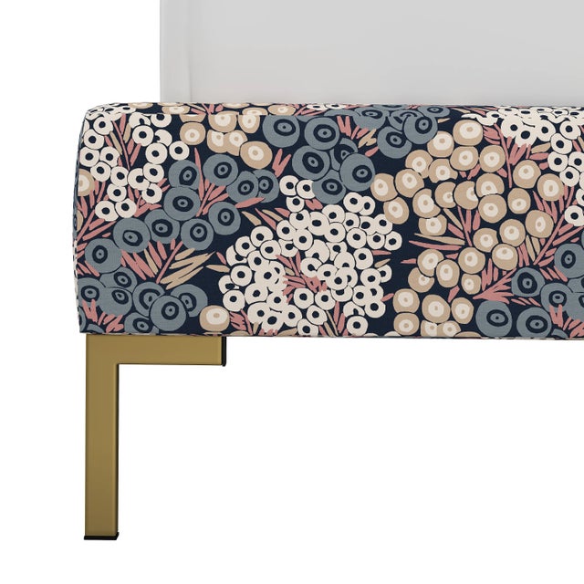 Spritely Home Norah Platform Bed in Navy Blush Loiret, King For Sale - Image 4 of 6