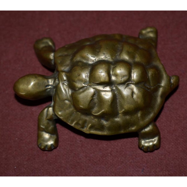 Vintage Small Set of Three Brass & Bronze Assorted Turtles For Sale - Image 11 of 12
