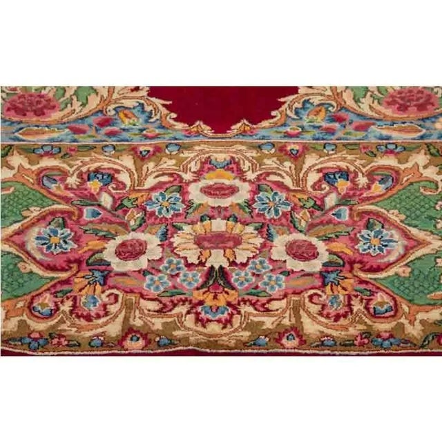 Red 1960s Old Persian Kerman Area Rug 9’10” X 12’6″ For Sale - Image 8 of 9