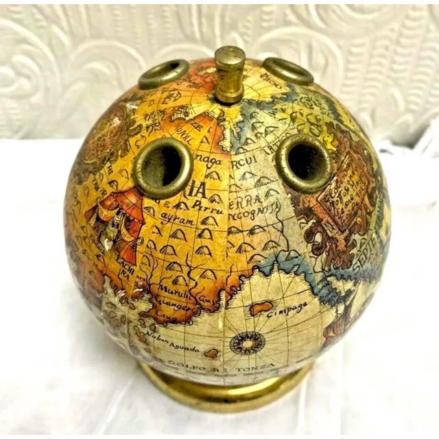 Traditional Mid-Century Vintage 1960’s Ancient Globe Paperweight Pen Holder For Sale - Image 3 of 8