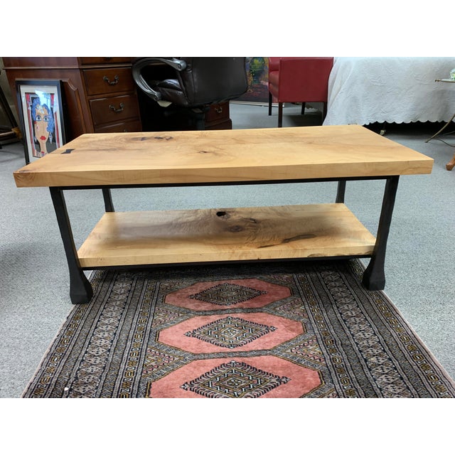 Industrial Restoration Hardware Knotty Wood & Iron Coffee Table Chairish