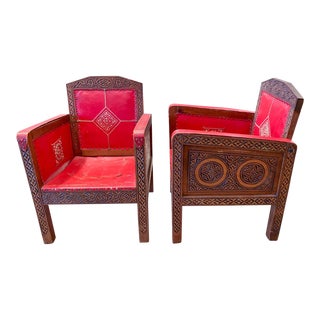 Pair, Art Deco, French Leather Chairs For Sale