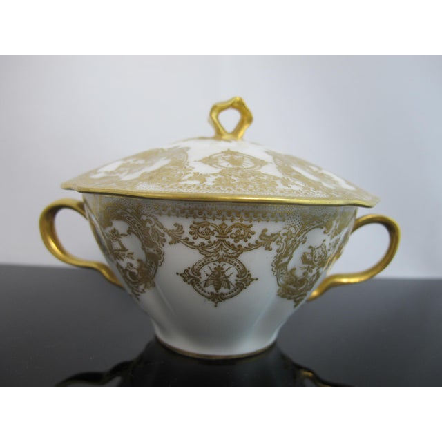 Gold Haviland Limoges Gold Insect Rococo Style Scroll Bouillon Soup Cup With Lid For Sale - Image 8 of 11