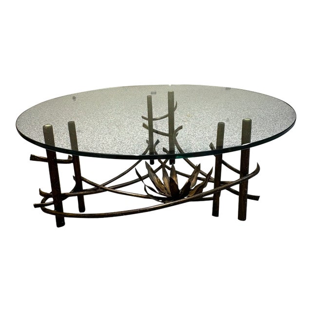 1970s Lotus Blossum Silas Seandel Hollywood Regency Coffee Table For Sale