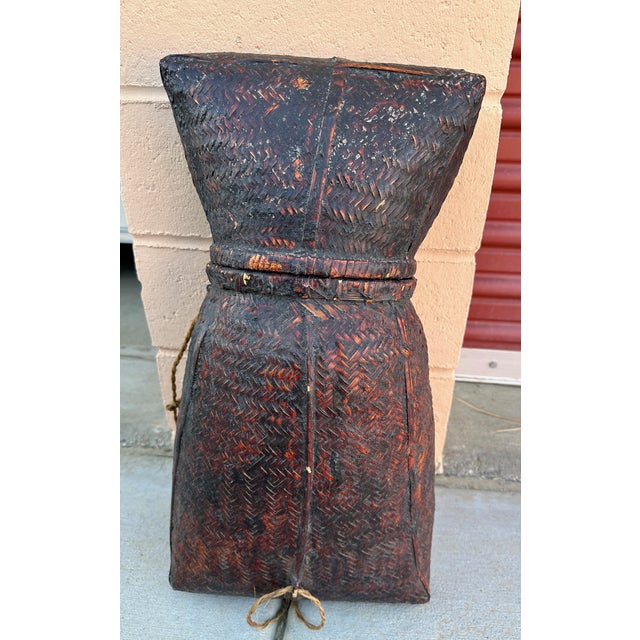 Antique Lacquered Karen Tribe Basket For Sale In Palm Springs - Image 6 of 9