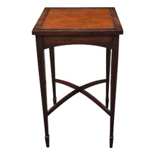 Brandt Furniture Mid-Century Genuine Mahogany Leather Top Side Table For Sale