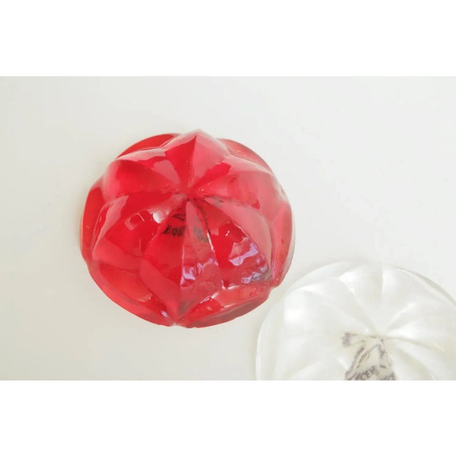 Red 1990s Norman Mercer Lucite Flower Orb Red and Clear Paperweights Pair Of For Sale - Image 8 of 13