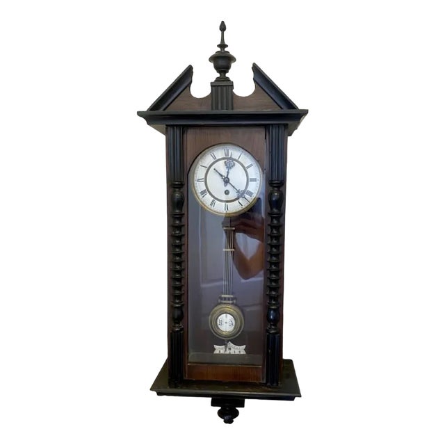 Victorian Walnut Case Wall Clock, Vienna, 1880s For Sale