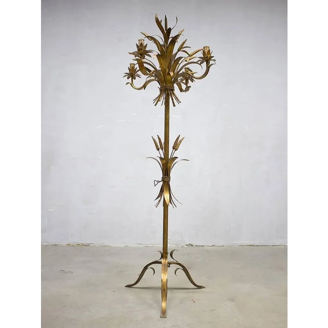 Vintage Hollywood Regency Style Gilt Corn Lamp For Sale - Image 5 of 5