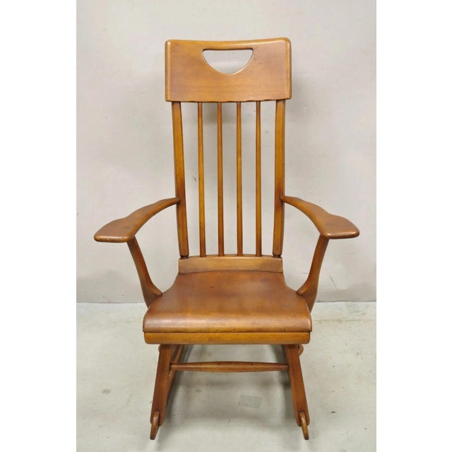 Vintage Sikes Co Maple Wood American Colonial Style Rocker Rocking Chair (A). Item features solid wood construction,...