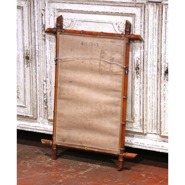 Early 20th Century French Faux Bamboo Walnut Wall Mirror For Sale In Dallas - Image 6 of 6