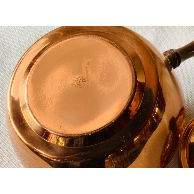 Vintage Tagus Portugal Copper Pot With Wood Handle, Domed Lid & Copper Trivet — Complete 3-Piece Set For Sale - Image 11 of 18