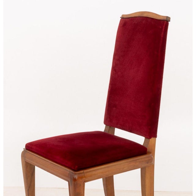 Wood Jean-Michel Frank Style Art Deco Dining Chairs, 6 For Sale - Image 7 of 8