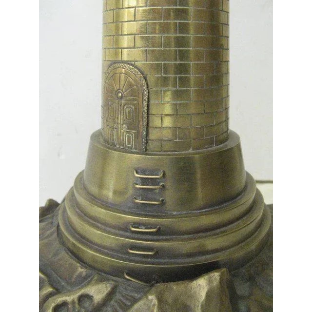 Vintage Mid Century Bronze Light in the Shape of Lighthouse For Sale In Denver - Image 6 of 7