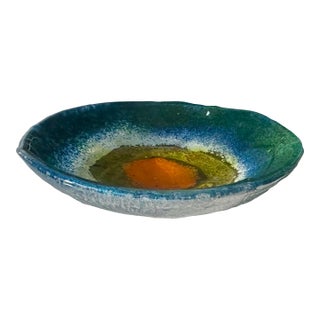 Circa 1960s Mid Century Modern Aureliano Toso Murano Art Glass Bowl For Sale