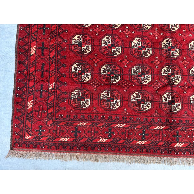 1960s Antique Red Bokhara Hand-Knotted Wool Rug - 7'9" X 5'3" For Sale - Image 5 of 11