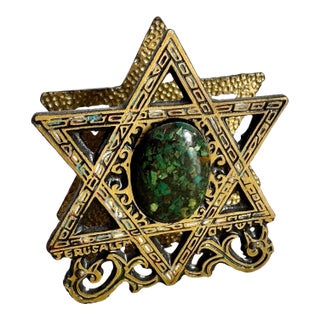 Vintage Israeli “Magen David” Brass Napkin Holder For Sale