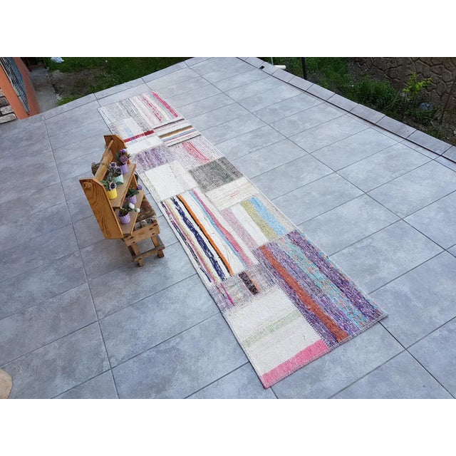 1950s Turkish White Purple Ethnic Rug For Sale - Image 10 of 10