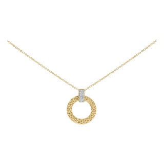 Gold Vermeil 1/10 Cttw Diamond Bold Pendant Necklace For Sale