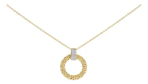 Gold Vermeil 1/10 Cttw Diamond Bold Pendant Necklace