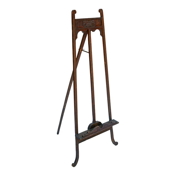 Early 19th Century English Oak Carved Easel | Chairish
