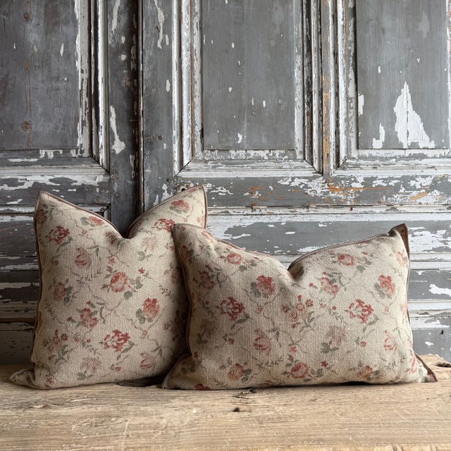 French Linen Accent Pillow Cover — Jardin Orgeat 20" For Sale In Los Angeles - Image 6 of 6