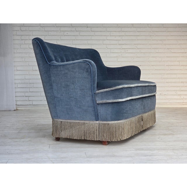 Vintage Danish Two-Seater Sofa in Furniture Velour and Beech, 1960s For Sale - Image 16 of 18