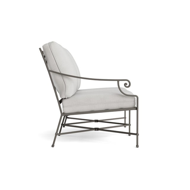 Contemporary Brown Jordan Venetian Left Arm Loveseat, Mica frame with Fusion Dove fabric For Sale - Image 3 of 11