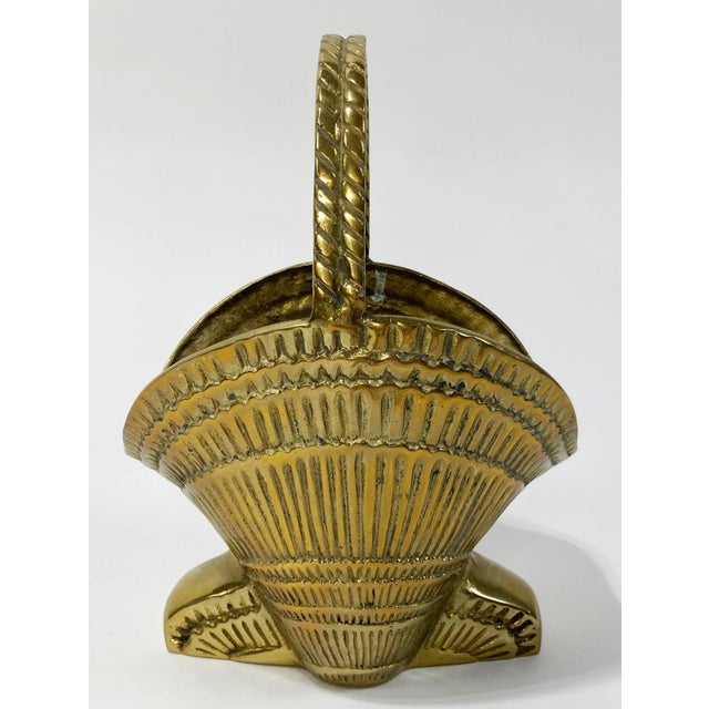 Vintage Brass Clamshell Basket With Handle For Sale - Image 4 of 9