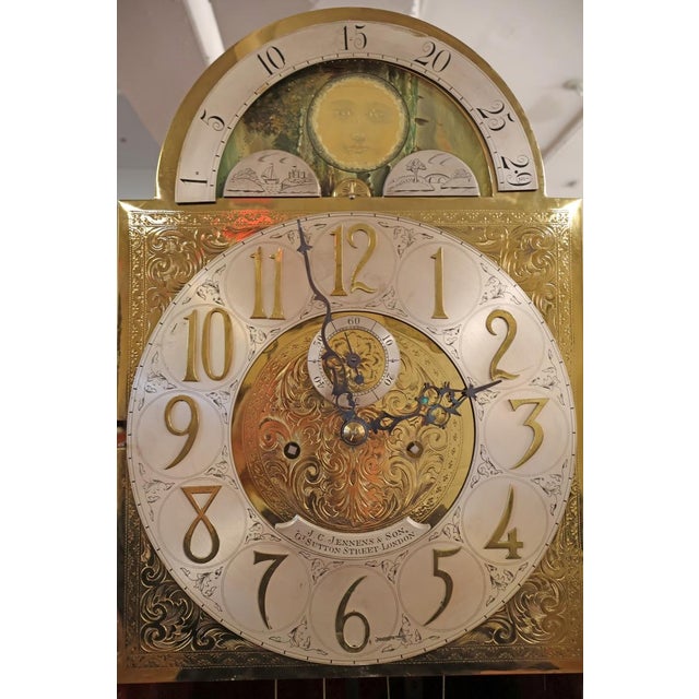 19th Century English Mahogany Inlaid Tall Case Grandfather Clock j.c Jennens For Sale - Image 9 of 17