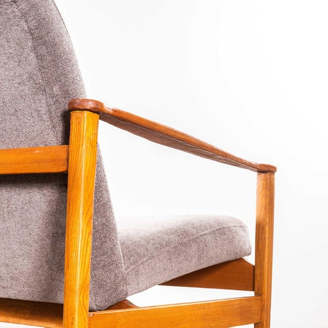 Gray Mid-Century Grey Brushed Cotton Upholstered Armchair, 1950s For Sale - Image 8 of 9