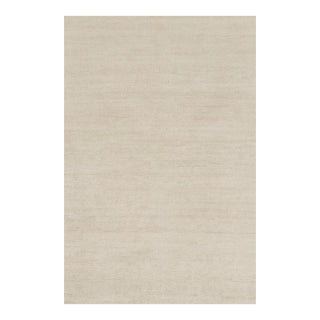 Rug & Kilim’s Contemporary Textural Rug in Solid Off-White Striae For Sale